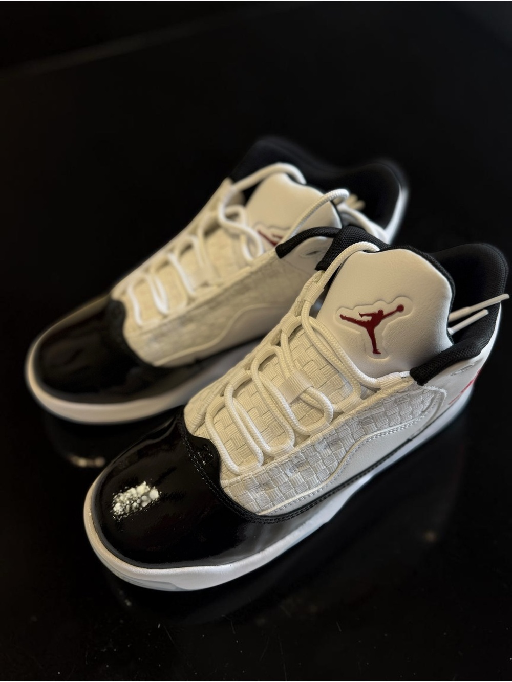 Air Jordan Youth 5.5 Black White Patent Leather Retro Style Sneakers New